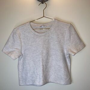 Zara Super Soft Short Sleeve Sweater Knit Top Greige-ish Color Size M